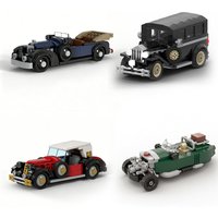 MOC Classic Vintage Car Series Retro Car Model Building Blocks DIY Convertible Technical Assembly Children's Toy Boy Gift Set