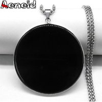 Fashion Big Black Obsidian Necklace Stainless Steel Natural Stone Lucky Pendant Necklaces Chain for Men Jewelry colar feminino