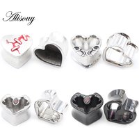 Alisouy 1PC Stainless Steel Heart Skull Eye Red Zircon Ear Tunnels Plug Expander Stretcher Gauges Earrings Piercing Body Jewelry