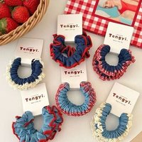 2/6 Pcs Women's Hair Scrunchies Set Denim Korean Lace Cute Sweet High Elasticity Hair Bands Headwear High-quality Hair Accessory
