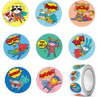 50-500pcs 1inch Round Cartoon Animal stickers for kids Teacher Reward Encourage Sticker Office Stationery for Children