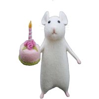 Christmas Halloween Mouse with A Pumpkin Handmade DIY Wool Felt Mouse for Featival Home Decor Figurine Gifts