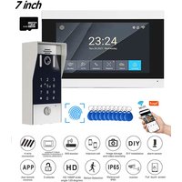 New 5in1 Fingerprint Unlock Tuya Smart 1080P 7inch LCD Wifi Video Intercom System Video Door Phone Camera with Motion Detector