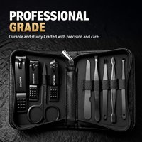 Kit de manucure portable 6/9 pièces avec coupe-cuticules, ciseaux à ongles, lime à ongles, pince à épiler, adapté aux voyages et à la maison