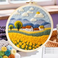 CHENISTORY Scenery Diy Wool Painting Diy Artwork Scenery Felting Starter Kit Handiwork Art Art Kits For Adults