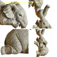 【X】Creative Home Decor Resin Decorative Craft 3-piece Realistic Elephants Mother Hanging 2-Babies Figur