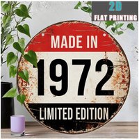 2D Flat Printing, 1pc, 1972 Vintage Metal Aluminum Sign, Outdoor Plaque & Wall Decoration (8 Inches X 8 Inches), Retro Style, a