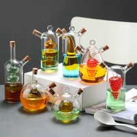 Two-in-one Glass Oil Pot Double Soy Sauce Bottle Seasoning Sauce Vinegar Oil Pot Storage Bottle Kitchen Supplies Seasoning Tools