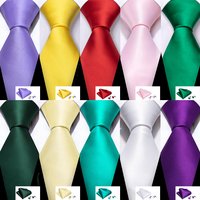 100 Colors Solid Silk Men Tie Set Red Blue Pink Gold Purple Green Teal Burgundy Yellow Wedding Necktie Handkerchief Cufflinks