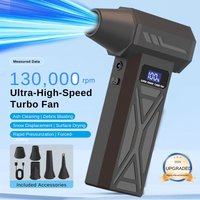 Wentylator Turbo 130 000 obr./min, 5 dysz i USB-C, Wielofunkcyjna dmuchawa powietrza do samochodu/elektroniki/grilla, Przenośny odkurzacz powietrza, Idealny prezent na Boże Narodzenie