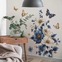 Romantic Flowers Wall Sticker Home Wall Decoration Living Room Bedroom Decor Literary Water Color Wallpaper Removable Stickers