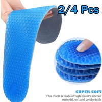 Blue Silicone Soft Insoles - No-Slip Breathable Shock Absorbing Shoe Inserts Honeycomb Shaped Full Length Shoe Pad Unisex 2/4Pcs