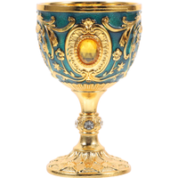 Ornate Chalice Goblet Retro Shot Glasses Gold Metal Medieval Goblet Decorative Cup for Halloween Religious Ceremonies