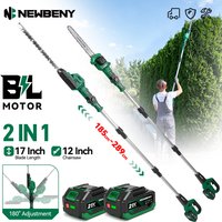 NEWBENY 289CM Electric Chainsaw Telescoping Pole 2IN1 High Branch Hedge Trimmer Cordless Garden Power Tools Set for Makita 18V-21V Battery Pin
