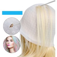 Salon Dye Silicone Cap With Needle Hair Coloring Cap Hair Highlights Hat Reusable Hairs Styling Cap Hair Dye Hairstyling Tools
