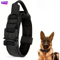 Outdoor Tactical Dog Collar Leash Set, Durable Nylon Anti Pull Training Collar With Strong Traction For Medium Large DogsOn Sale