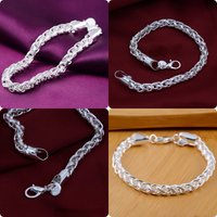 1PCS 925 Sterling Silver Bracelets 4MM Circle Chain for Women Men Wedding Party Gifts High Quality Fashion Jewelry