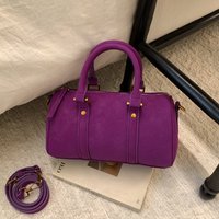 Luxury Purple Handbag Small Bag For Women Top Brand Boston Bag Vintage Velvet Material Shoulder Crossbody Bag Zipper Purse Clutc