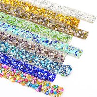 1 Yard 2CM Colorful Crystal Rhinestone Trim Self Adhesive Colorful Stone Diamond Sewing Drill Tape DIY Bridal Dress Phone Decor