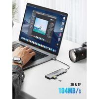 Lemorele 8 in 1 USB Hub to Type C Docking Station 100W PD Multiport Adapter 4K HDMI SD/TF Slot Data Ports for laptop