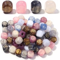 5Pcs Colorful Cloud Resin Beads Square Large Hole Loose Spacers Beads For Jewelry Making DIY Necklace Bracelet Accessories