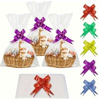 10/30/50 Large Cellophane Bag 10/30/50 Pull Bow Transparent Basket Colorful Bow Basket Making Holiday Gift Mother's Day Gift Pac