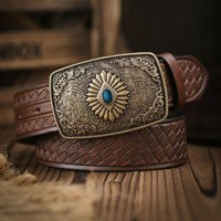 Ein lässiger Retro-Gürtel im Western-Stil für Herren und Damen! PU-Ledergürtel mit Metallschnalle, geeignet für den täglichen Arbeitsgebrauch