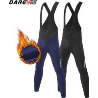 DAREVIE Cycling Bib Pants Winter Warm Thermal Fleece Windproof Cycling Pants Anti-water Cycling Bib Tights Trousers 120KG/m³ Pad