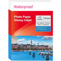 100 Sheets A4 Single Sided Glossy Photo Paper 8.3X11.7 Inch waterproof Photo Paper for Inkjet Printer for Menu Flyer Print