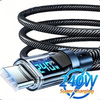 Type C To Type C 240W Cable Phone Super Fast Charging Cable With Led Digital Display Usb To Type-c Data Cord For Xiaomi Huawei