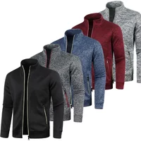 Men Zipper Hoodies Cardigan Coat Autumn Stand Collar Casual Pullover Outdoor Sweatshirts Zippers Streetwear Winter Warm Sweater