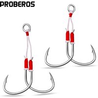 PROBEROS 2pcs Jigging Double Fishing Assist Hooks - High-Carbon Steel Hooks & Vertical Jigging Lures,Outdoor Fishing Accessories