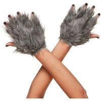 1 Pair Grey Wolf Gloves Soft Material Halloween Costume Gloves Hairy Texture Costume Mitten