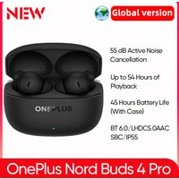 OnePlus Nord Buds 4 pro Global Version Bluetooth 6.0 Earphones 55dB Noise Cancelling up to 54 Hours Playback Wireless Earbuds