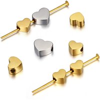 5pcs Stainless Steel Love Heart Bead Spacer Beads for Bracelet Necklace Chains DIY Jewelry Making Accessories