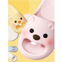 Cute Beaver Cartoon Slippers Women Men Summer EVA Soft Platform Slides Antibacterial Shock Absorption Non-slip Home Bathroom San