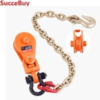 SucceBuy – système de poulie à bloc d'arrachage 2T, avec chaîne G80 et manille pivotante, poulie de 3 "pour récupération de remorquage de corde de 3/8" sur le dos roulant du camion