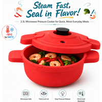 Microwave Pressure Cooker 2.3L Rice Steamer Pot With Anti Scald Handles Heat Resistant Plastic Cookware For Kitchen