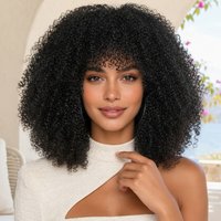 Afro Curly with Bangs 16 Inches Synthetic Wig for Women about 320g/Pcs Heat Resistant Short Kinky Curly Wigs for Daily Party