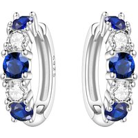 PANPOKI S925 Sterling Silver Blue And White Zircon Earrings Hoop Earrings Women Jewelry Original Trendy Anniversary Gifts