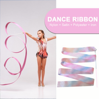 2M/4M Rhythmische Gymnastik Ausrüstung Ballett Streamer Tanz Band Rhythmische Twiling Rod Regenbogen Stick Training Blinkender Stern