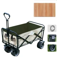 Outdoor Portable Foldable Handcart Camping Cart Beach Large Capacity Multifunctional Adjustable Handle Picnic Handcart Storage