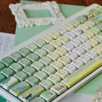 120 Keys Low Profile Five Sides Dye Sublimation PBT Keycaps Spring Outing Theme Slim Keycaps for MX Switches Mechanical Keyboard