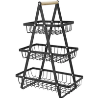 New 2/3 Tiers Countertop Fruit Basket Portable Iron Art Kitchen Organizer With Handle for Fruits Bread Snacks Storage Racks