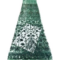 Luxury African Sequins Green Beaded Mesh Lace Fabric for Wedding Dresses And Clothing - Hot Sale Women's Embroidery Mesh Lace