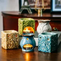 Creative Retro Crack Glaze Ceramic Essential Oil Lamps Aroma Burner for Home Dinner Decor Aromatherapy Smell Removing Censer