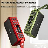 Portable Radio FM Mini Bluetooth Radios Speaker Hifi Sound Soundbar Subwoofer Handsfree Walkman Music Player Recorder with Mic