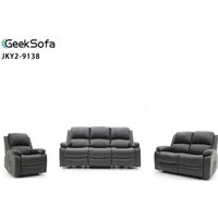 Modern Leather Power Electric Motion Recliner Sofa Set 3 2 1 with Folding Down Table for Living Room