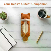 Plush Pencil Pouch for Kids Cute Cartoon Animal Zipper Case Large Capacity School Stationery Bag Gift