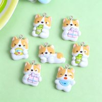 10pcs Kawaii Glossy Corgi Dog Resin Charms Cute Animal Pendants
